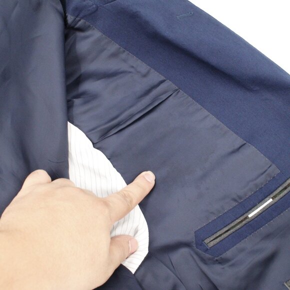 J Crew Sport Coat Mens 44L Ludlow larusmiani Two Button Blue Cotton Stretch - Picture 13 of 15